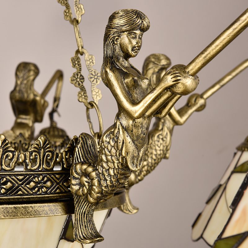 Lampada del lampadario a campana Light Classic Classic Glass BEIGE BEIGE Light fissa con bordo smerlato