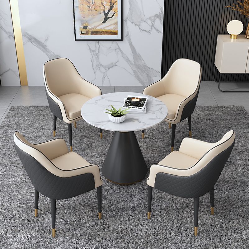 Moderne runde Form Küche Esstisch Sintered Stone Top Esstisch mit Sockelbasis