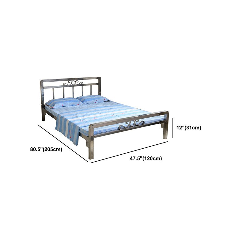 Modern Silver Steel Bed Rectangular Standard Bed with Metal Legs