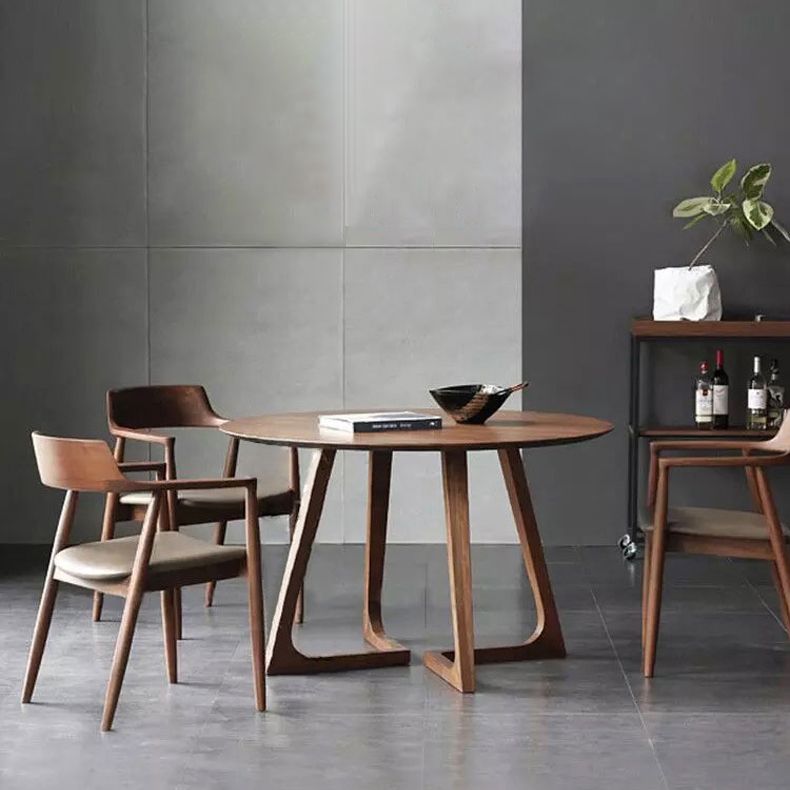 Tablette à double piédestal ronde Pine en bois massif meubles de salle à manger en bois massif