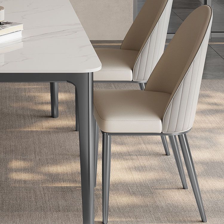 Glam Dining Room Side Chair Metal Legs Parsons Dining Armless Chair