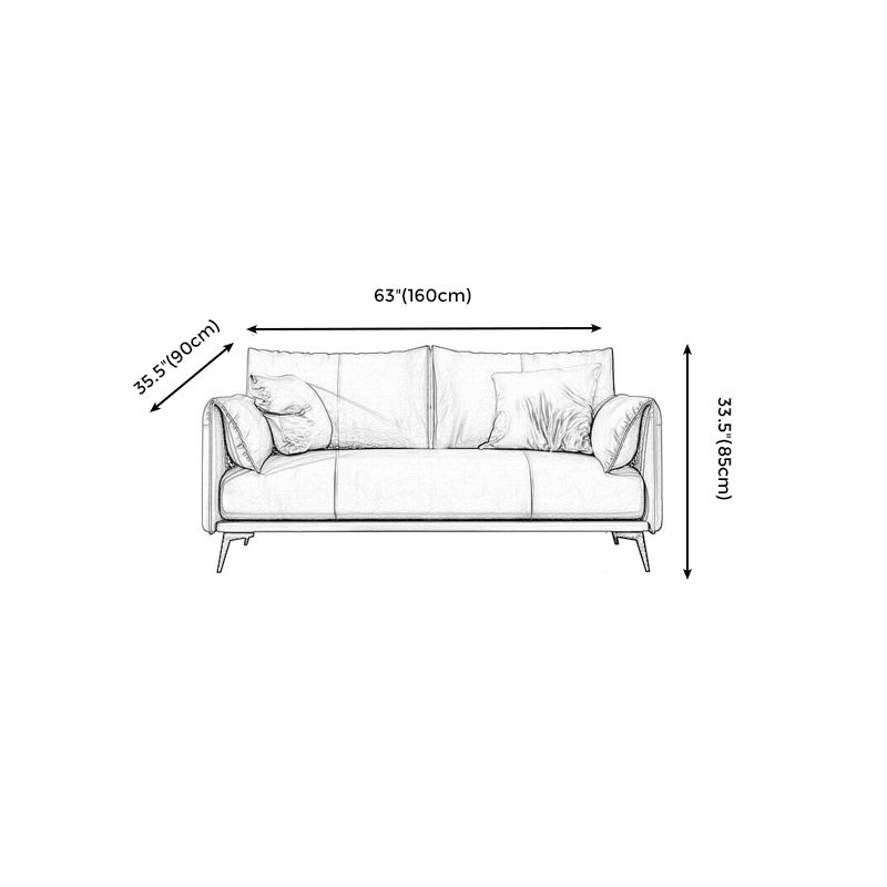 Contemporary Dark Brown Upholstery Sofa with Pillow Back for Living Room