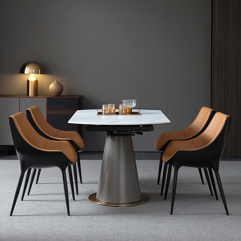 Contemporary Faux Leather Dining Chair Metal Dining Arm Chairs for Home Use