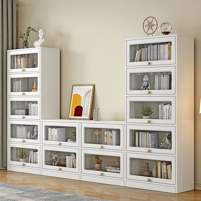 Modern Engineered Wood Bookshelf Standard Closed Back Bookcase with Doors
