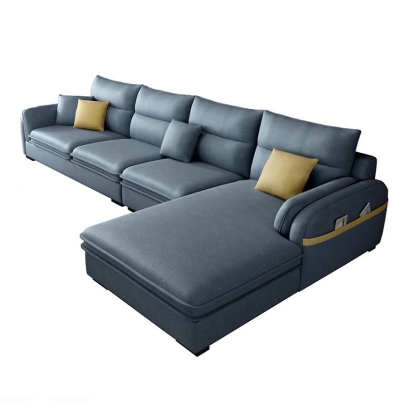 Contemporary Right Hand Facing Sectional with Pillowed Back Cushions for Four People