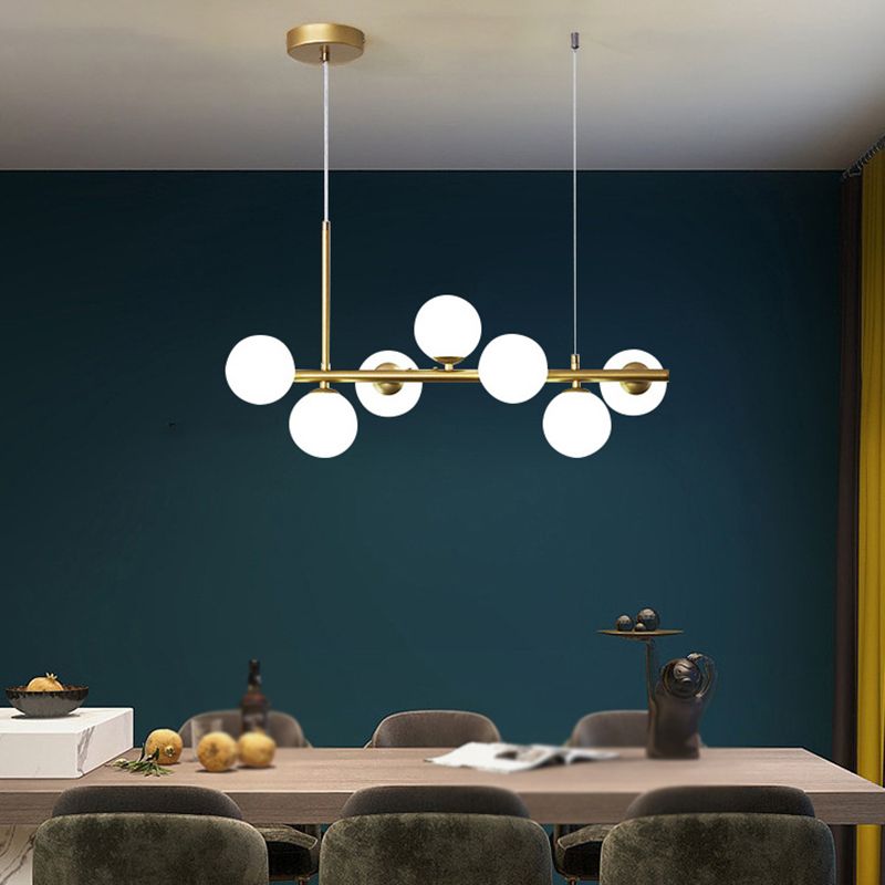 Ball Shape Glass Island Chandelier Modern Style Multi Lights Island Ceiling Light