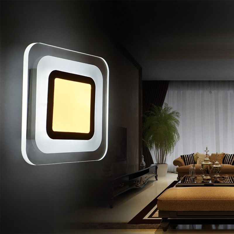 Ultrathin Square Living Room Wall Sconce Acrylic Minimalist LED Wall Mounted Lamp in Warm/White Light