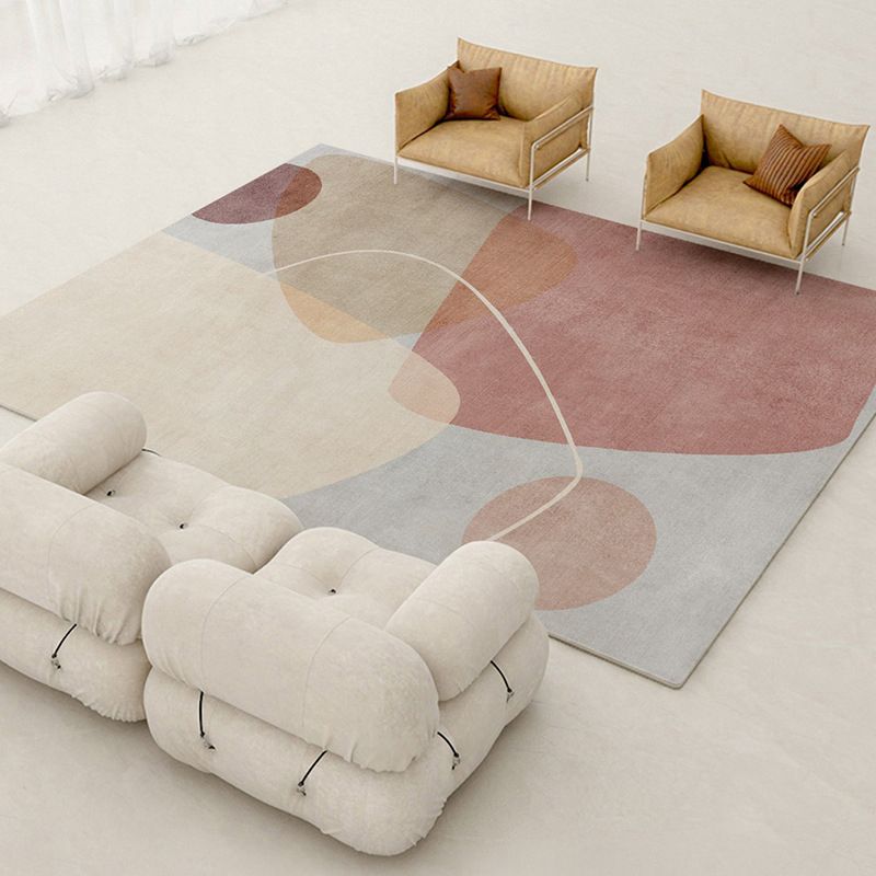 Casual Beige Rug Polyester Color Lump Rug Stain Resistant Rug for Living Room