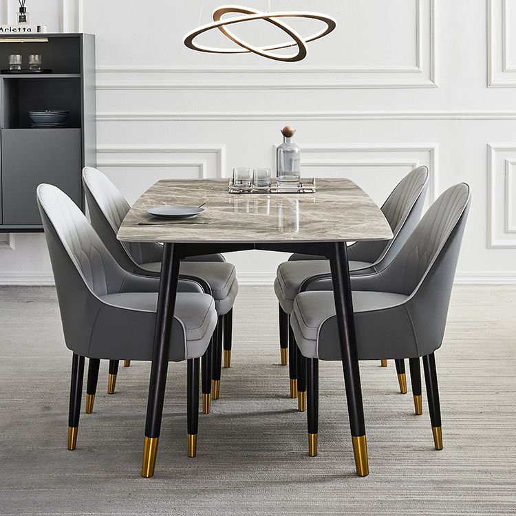 Simplicity Style Home Sintered Stone Dining Table Rectangular Shape Table with 4 Legs Base