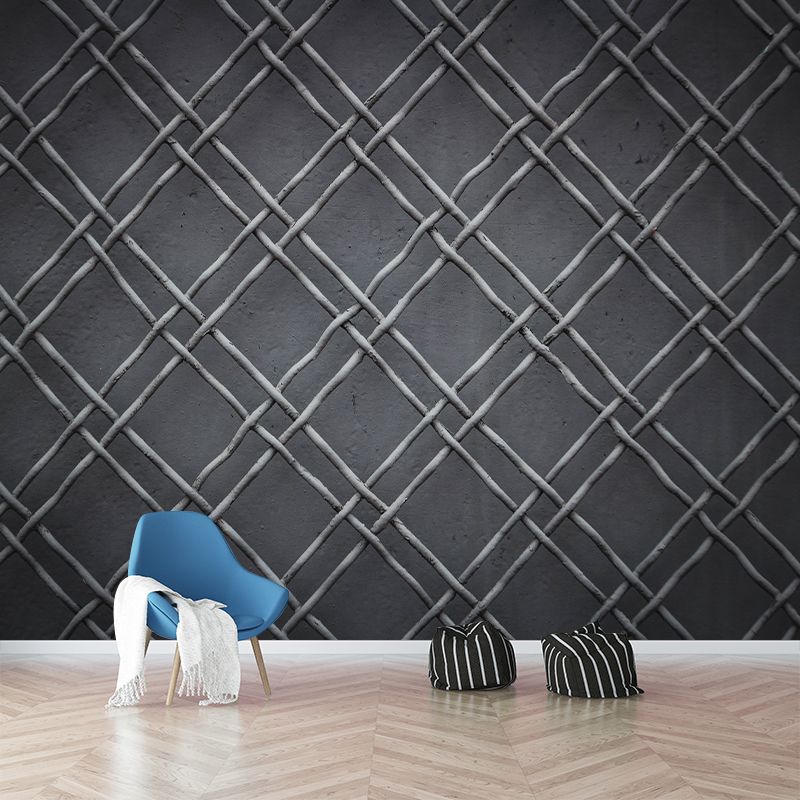 Industry Metal Gear Mural Wallpaper Dark Color Mildew Resistant Wall Covering