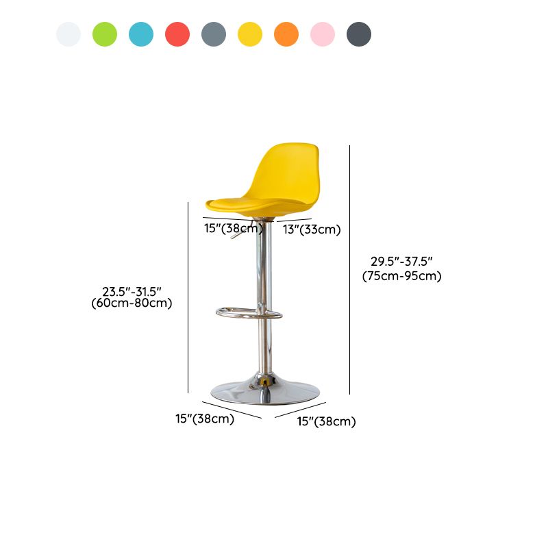 Armless Dining Stools Adjustable Height Bar Stools with Metal Base