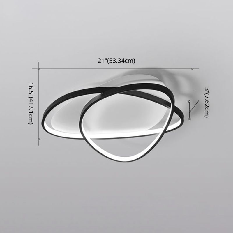 Triangle Bedroom Semi Flush Ceiling Light Acrylic Minimalism Ceiling Flush Mount Light in Black