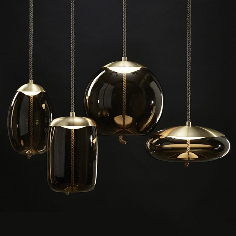 1 Light Mason Jar Pendant Light Modern Hand Blown Glass Shade Hanging Lamp for Living Room