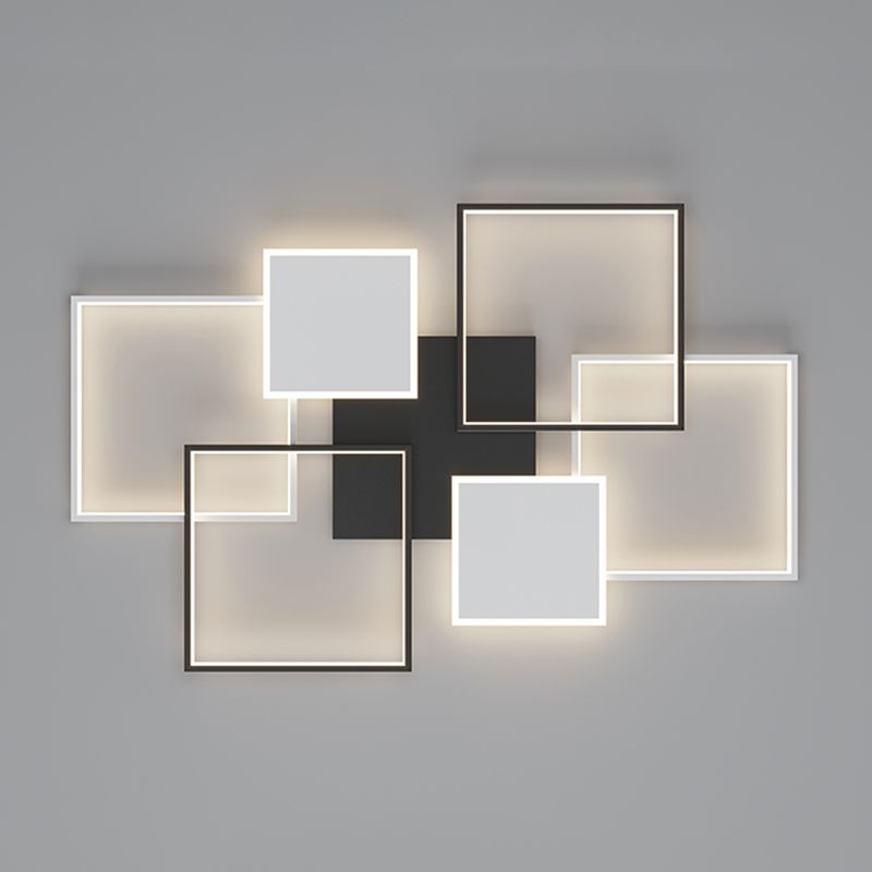 Plafonnier LED en aluminium minimaliste, plafonnier noir pour salon