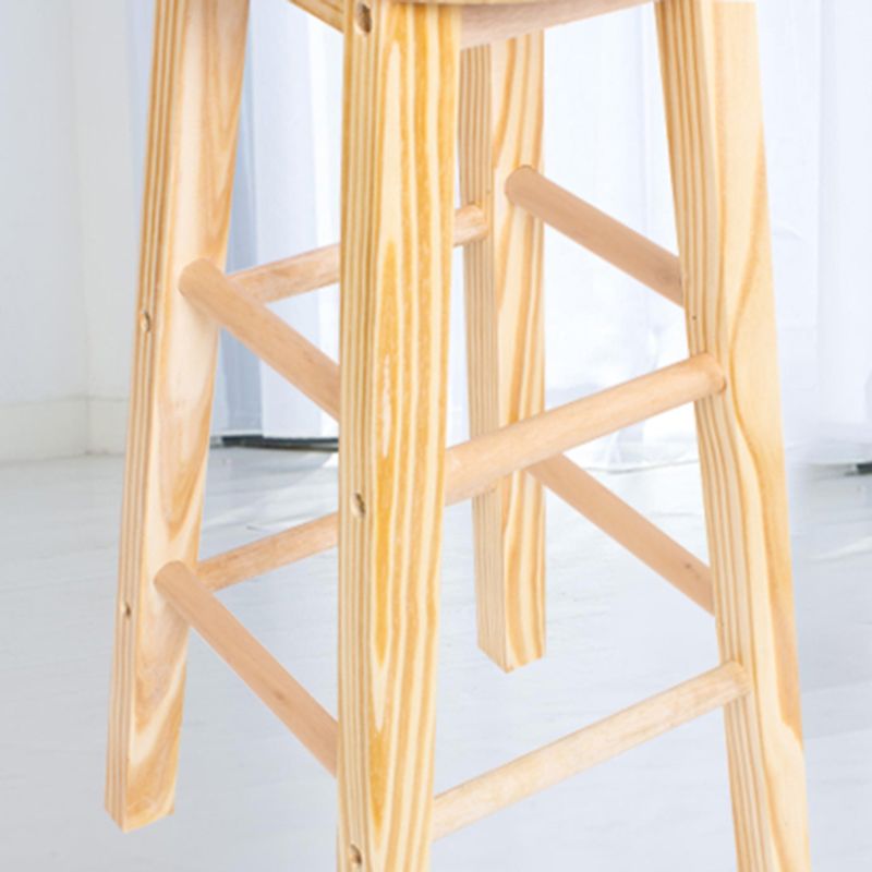Taburete de bar de madera contemporáneo, taburete de bar interior con asiento y reposapiés de madera, 1 pieza