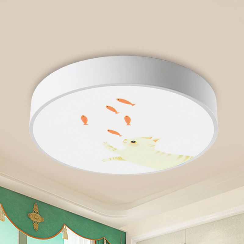 Cercle Baby Room Flushmount Light with Giraffe Acrylique Animal LED Ceiling Light in White