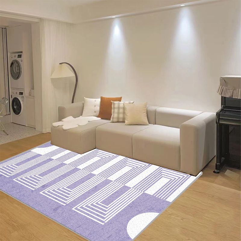 Paarse moderne tapijtstreeppatroon polyester gebied tapijt niet-slip achterste tapijt voor woonkamer