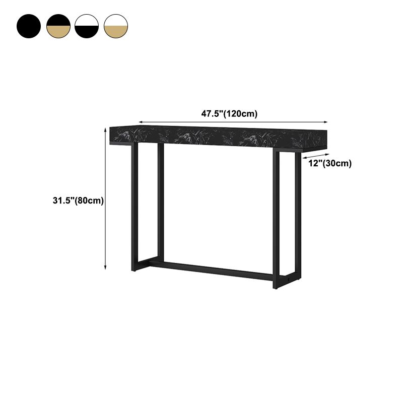 Iron Trestle Cosnole Table with Marble Top Accent Table for Hall