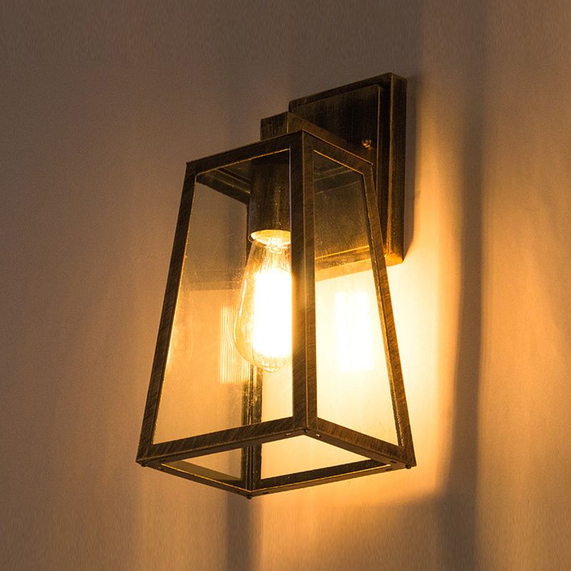 Industrial Metal Wall Light 14" High Wall Sconce with Glass for Outdoors