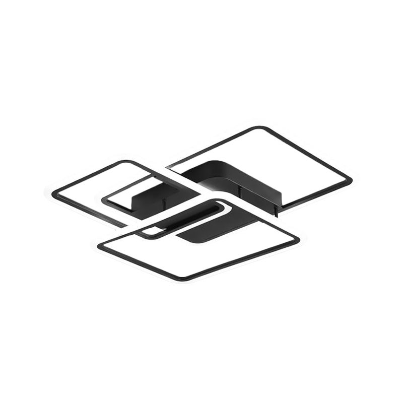 Rettangolo e Square Bedroom Flush Mount Metallic LED Modernismo Flushmount Lighting in Nero (La personalizzazione sarà di 7 giorni)