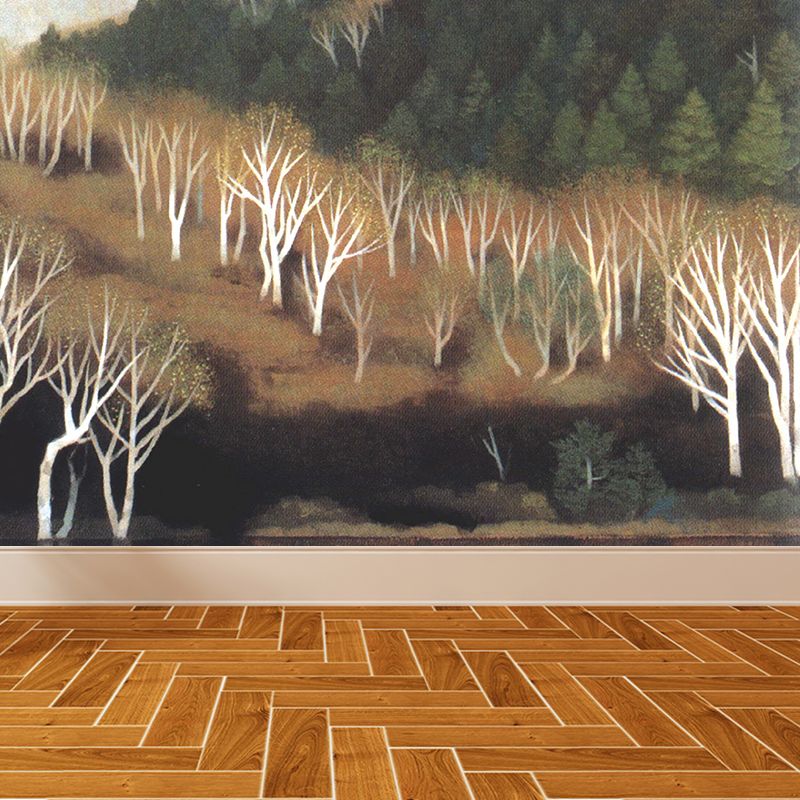 Blackish Green Woodlands Wall Mural for Decoration Contemporary Guest Room Wall Art