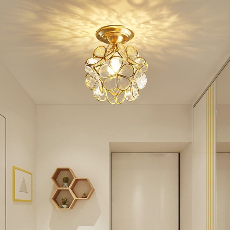 Ceiling Mounted Fixture Minimalist Style Shaded Glass Close to Ceiling Lighting Fixture