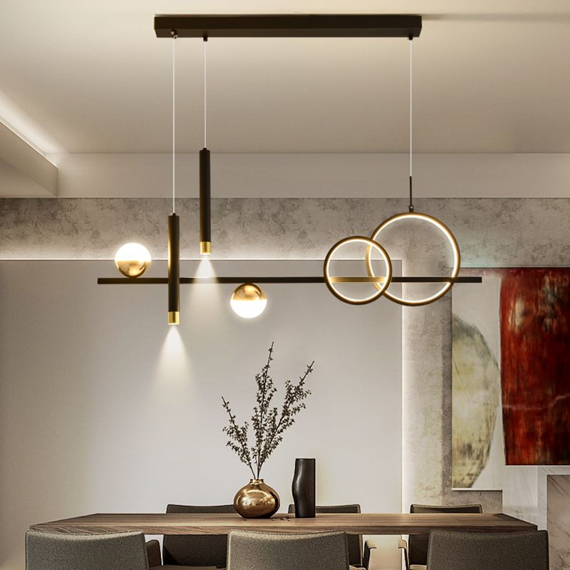 Multi Lights Metal Island Lighting Fixtures Modern Style Linear Chandelier Lighting