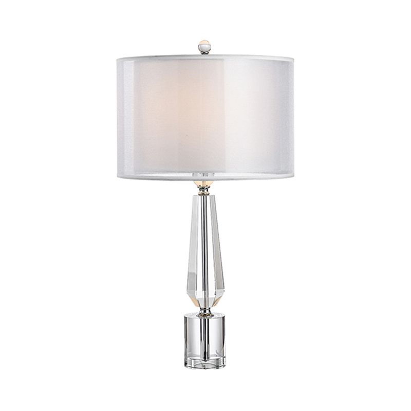 Tissu gris table de chevegade clairs de tambour de tambour simple lampe de table classique avec piédestal en cristal