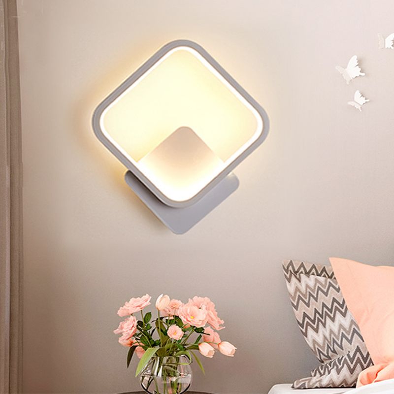 1-Light Geometric Shade Wall Sconce Modern Simple Style LED Wall Lighting in White