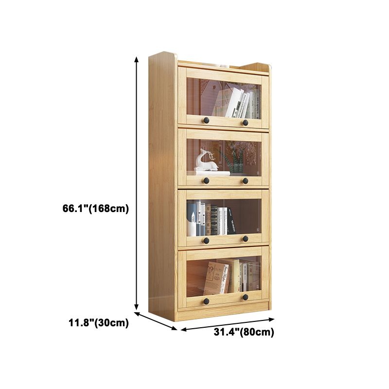 11.8" W Closed Storage Bookcase Modern Wooden Bookshelf with Glass Doors