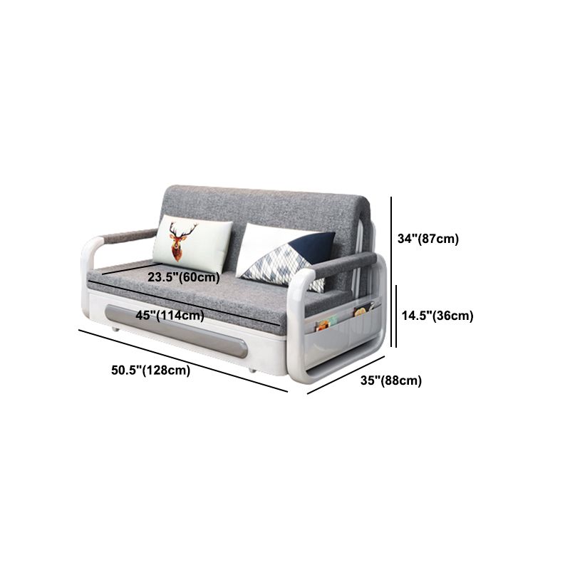 Tight Back Modern Square Arm Sofa Bed in Grey for Living Room
