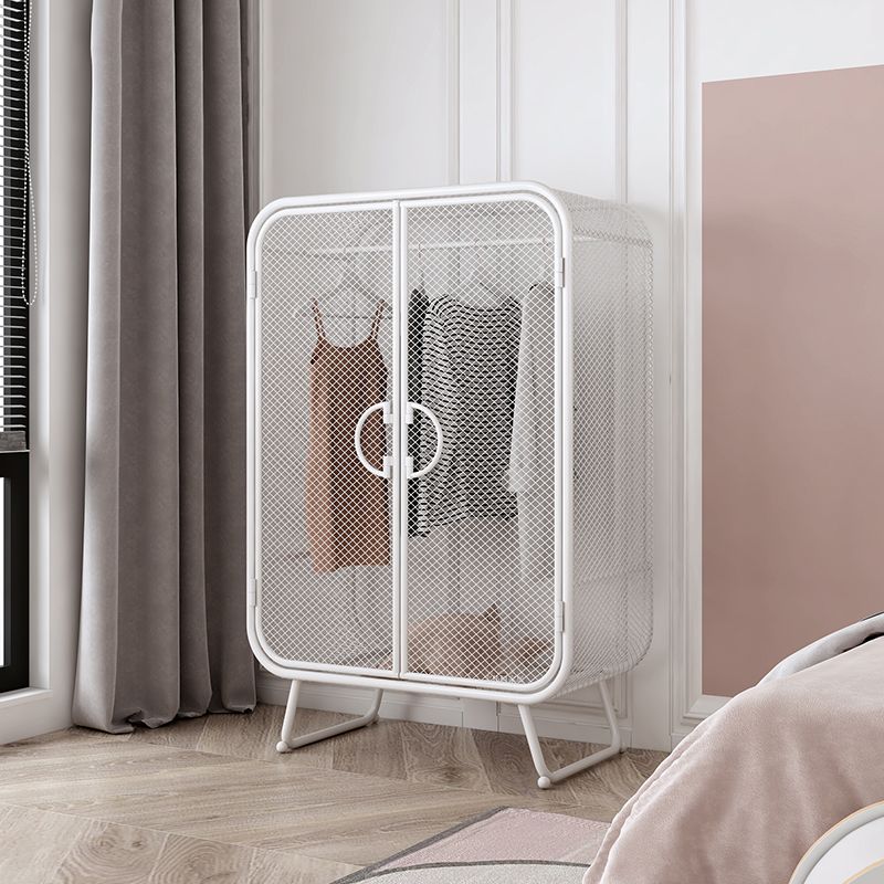 Nordic Iron Grid Wardrobe Long Hanging Storage Metal Storage Cabinet