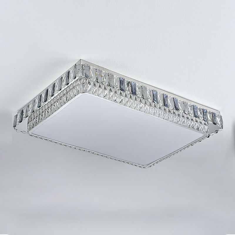 Plafonnier LED en cristal Simple et moderne, en acier inoxydable, forme géométrique, montage encastré