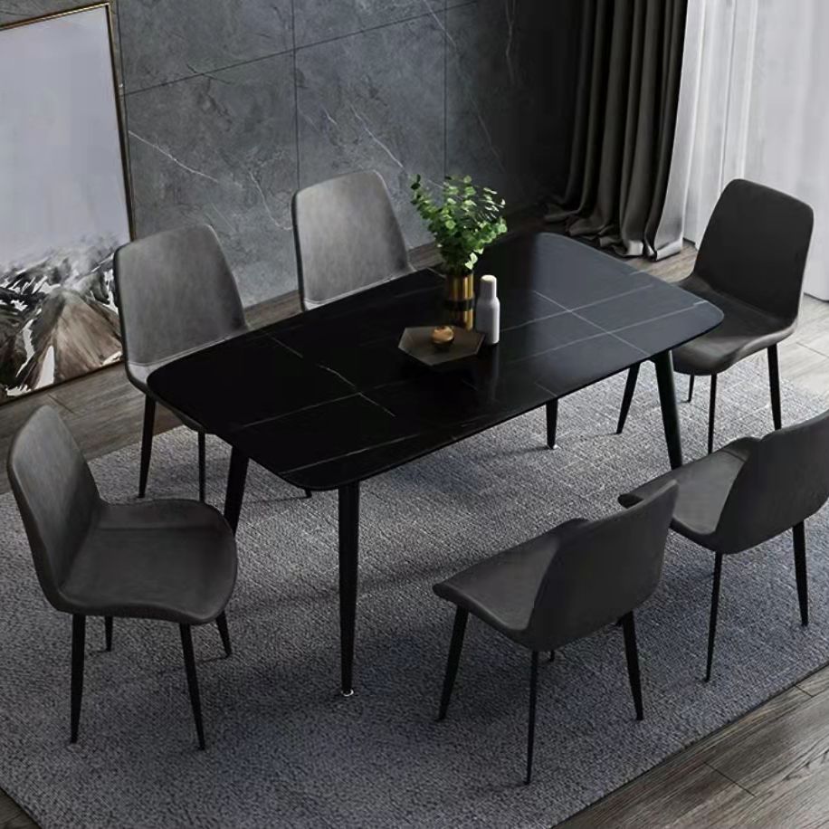 Modern Dining Table with Solid Back Chairs 1/4/6/7 Pieces Dinette Set