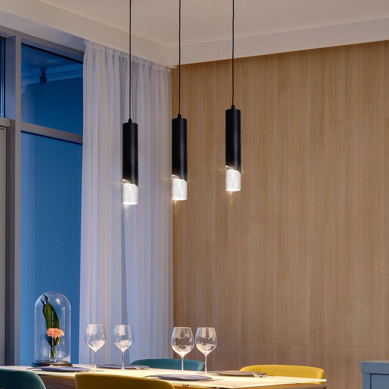 Tube Dinning Room Hanging Light Fixture Metal Simple Style Pendant Light Fixture