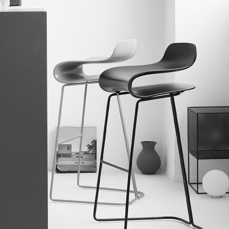 Industrial Armless Bar Stool Plastic and Steel Bar Stool for Living Room