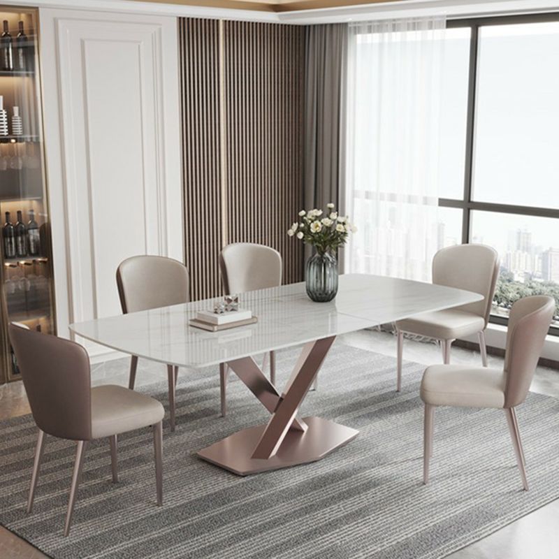 Glam Style Rectangle Stone Table Set 1/4/5/6/7 Pieces Dining Set for Home Use