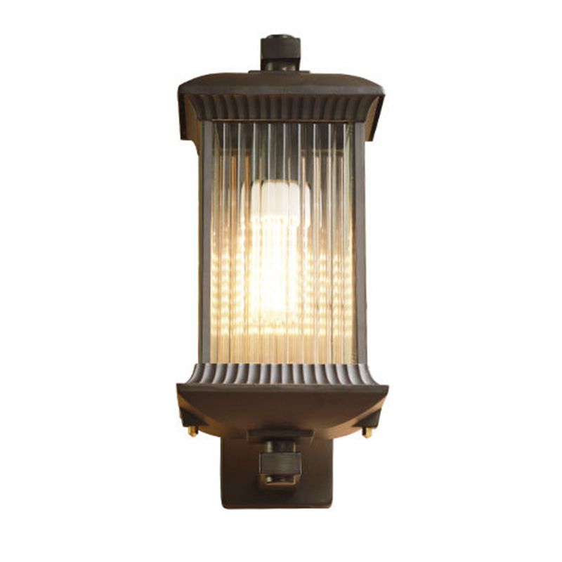 Industrial Metal Wall Sconce Rectangle Shape Wall Light with Glass Shade for Living Room