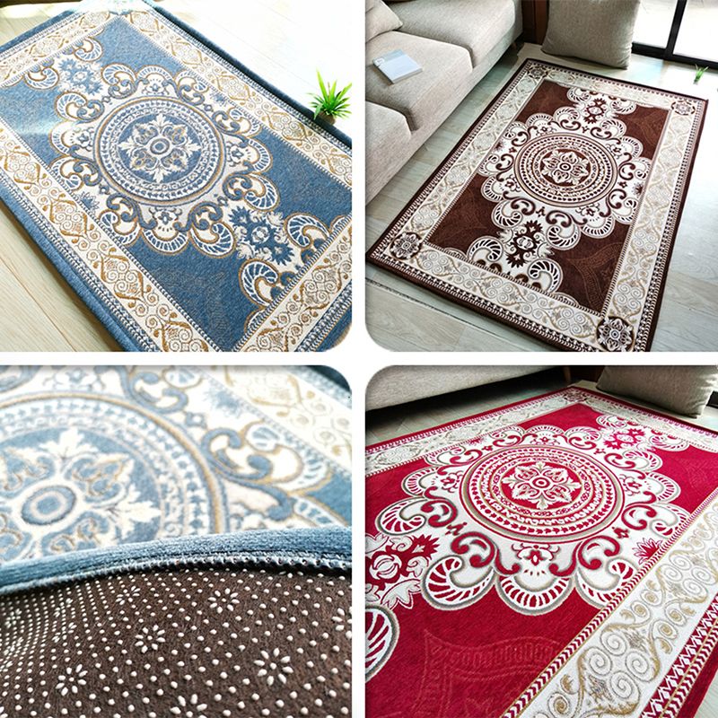 Vierkleuren vintage gebied tapijten polyester bloem tapijt niet-slip achterste binnenkap voor woonkamer