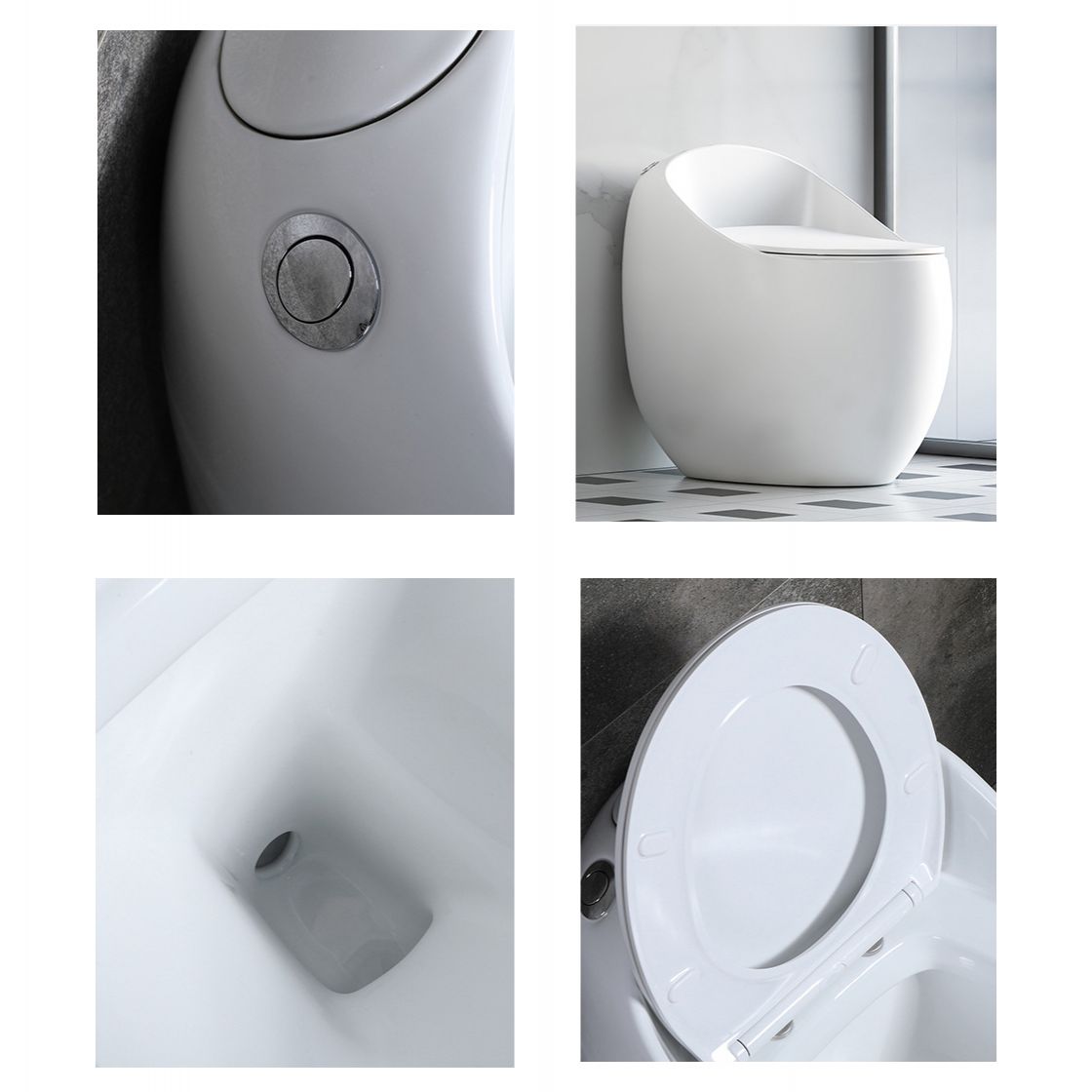 Floor Mount Flush Toilet Modern Concealed Tank One-Piece Toilet with Slow Close Seat