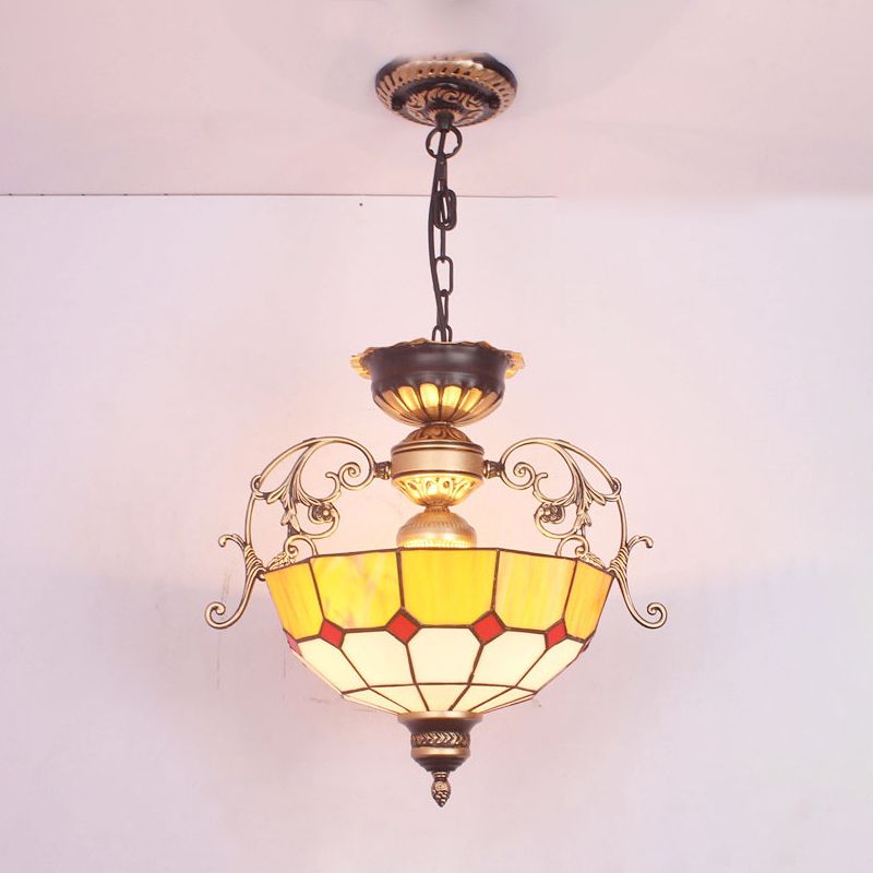 Lumo a pendente sospeso Mediterraneo colorato in vetro invertito Dome lampadario lampadario