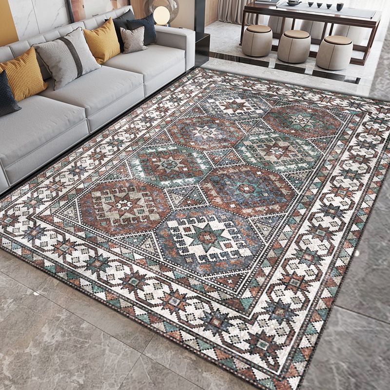 Wine Red Modern Rug Polyester Graphic Indoor Rug Stain Resistant Rug for Living Room