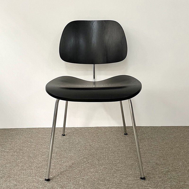 Modern Style Wooden Dining Chairs Open Back Dining Side Chair with Metal Legs