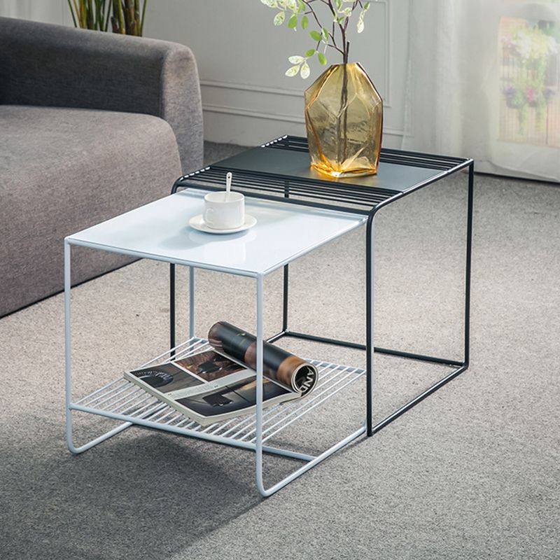 Mid-Century Modern Cocktail Table Metal Square Single Coffee Table