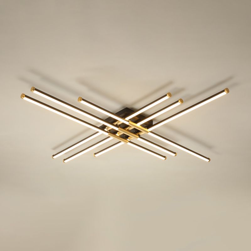 New Modern Linear Sputnik Flush Mount Ceiling Light Aluminum Living Room Flush Light