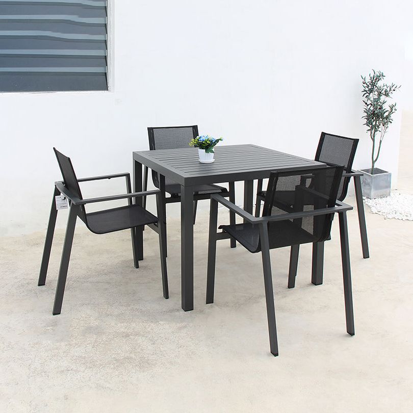 Modern Style 1/5 Pieces Metal Dining Set Square Dining Table Set for Outdoor