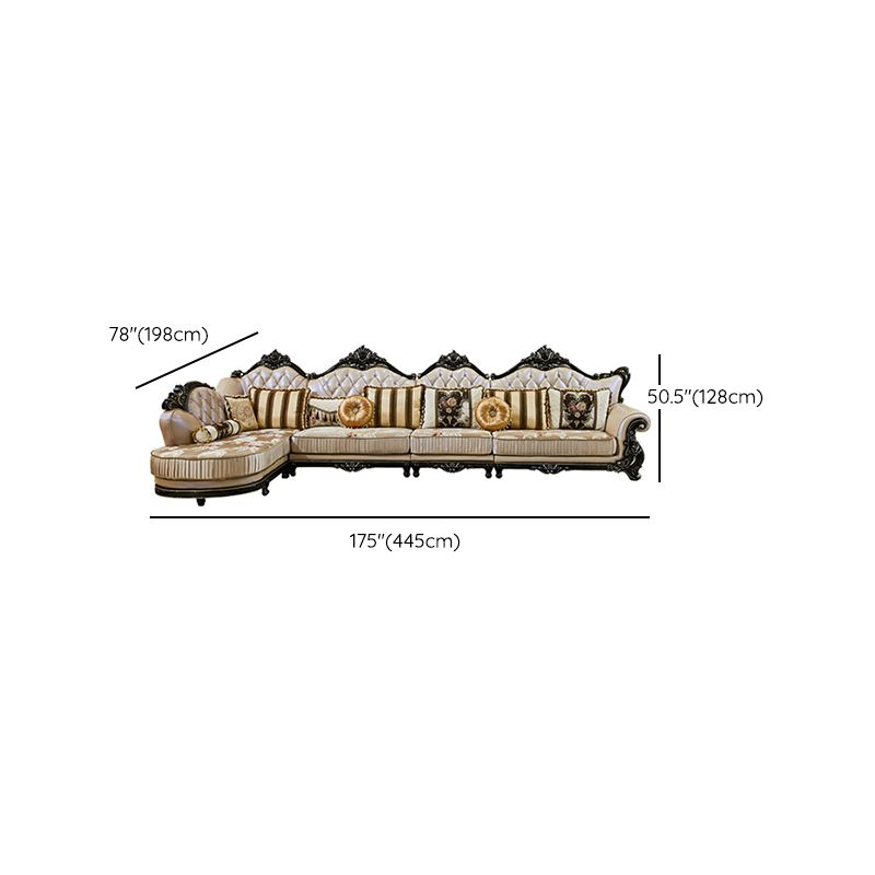 Traditional Slipcovered Cushions Sectionals & Chaise Tufted Rolled Arm Sectional Sofa