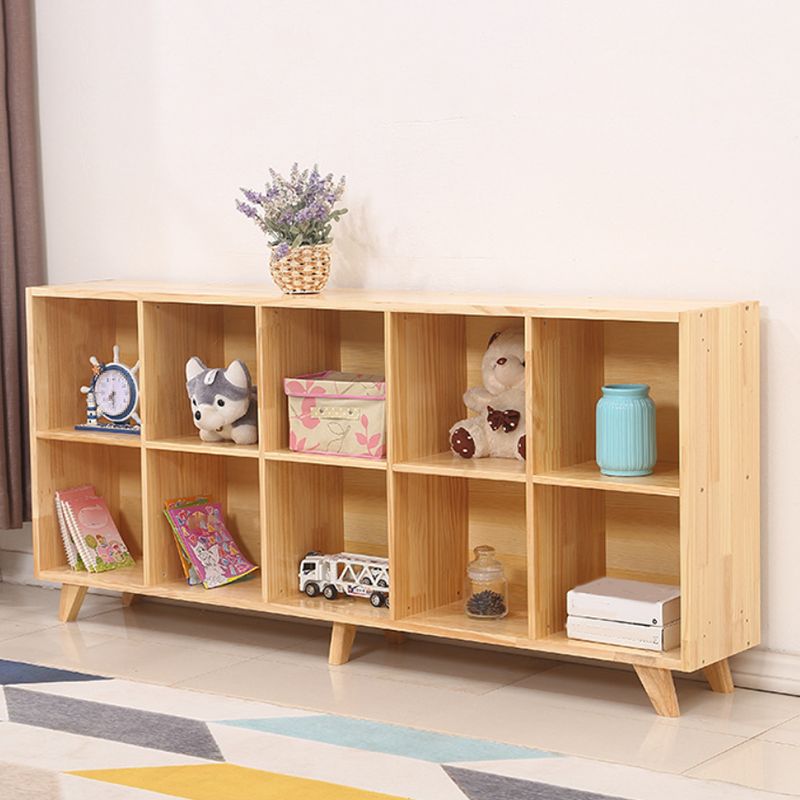 Wooden Natural Bookcase Contemporary Closed Back Standard Bookshelf
