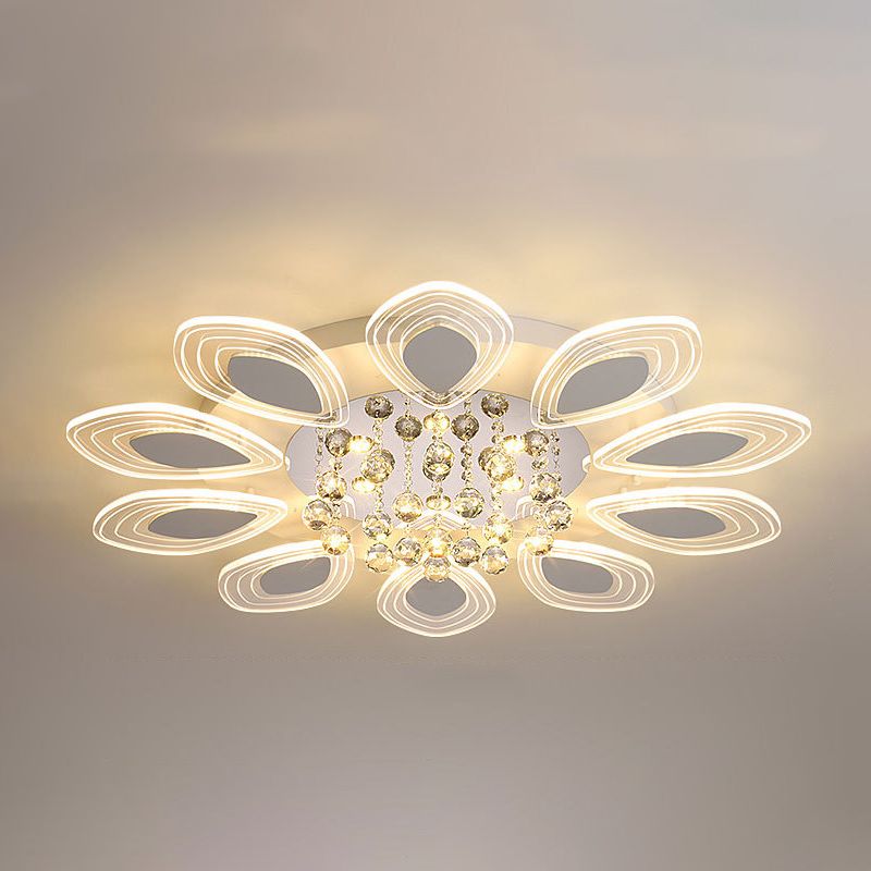 Bloom Living Room Ceiling Fixture Modernist Clear Crystal Ball LED Chrome Flush Mount