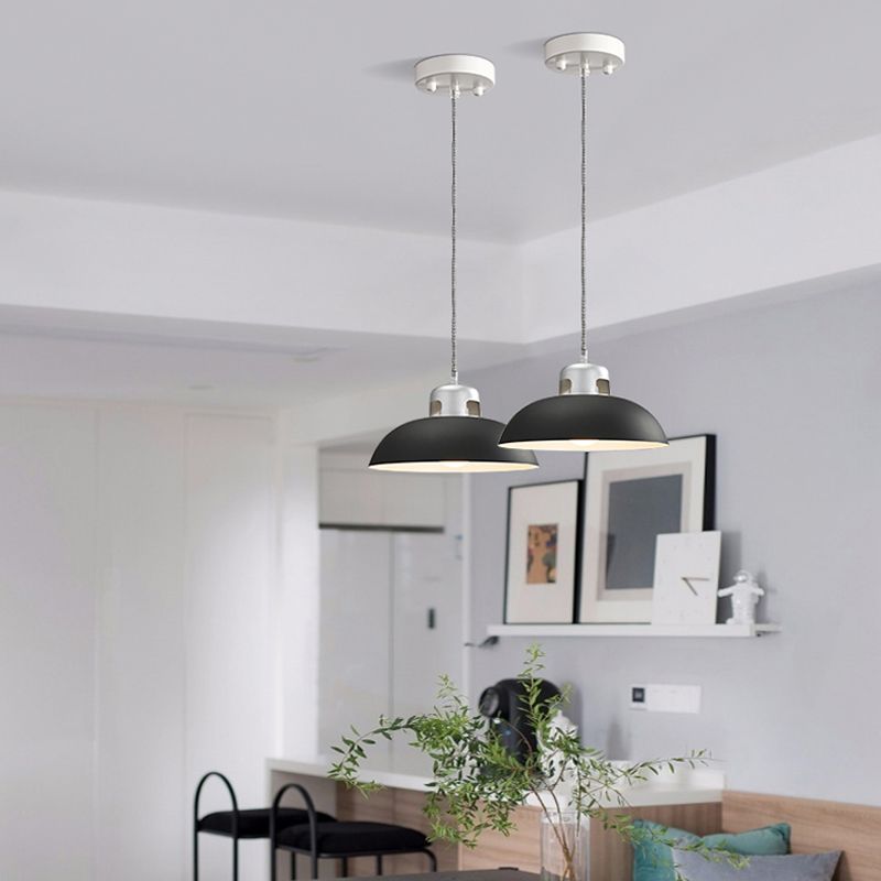 Flared Metal Pendant Light Modernism 1 Head Black/Grey Ceiling Suspension Lamp for Dining Room
